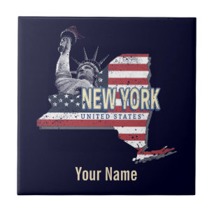 New York Staat United Staaten Retro Map Vintag USA Fliese
