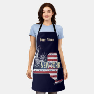 New York Staat United Staaten Retro Map Vintag USA Schürze