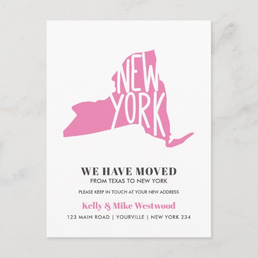 NEW YORK STAAT Wir haben neue Adresse Neue Zuhause Postkarte (Vorderseite)