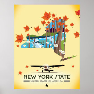 New York Staaten Vintage Reiseplakat Poster