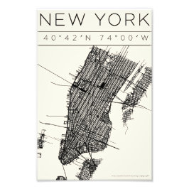 New York Stadtplanposter – Minimale Street Art Fotodruck