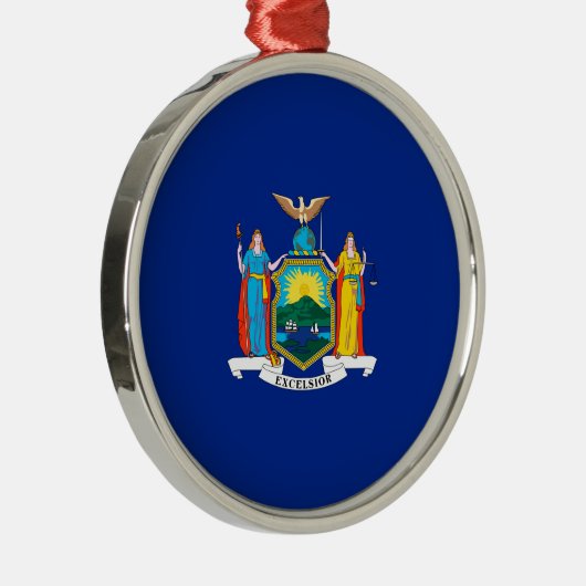 New York State Flag Design Silbernes Ornament (Rechts)