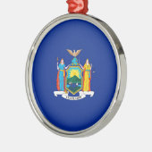 New York State Flag Design Silbernes Ornament (Links)