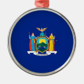 New York State Flag Design Silbernes Ornament (Vorne)