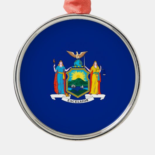 New York State Flag Design Silbernes Ornament (Vorne)