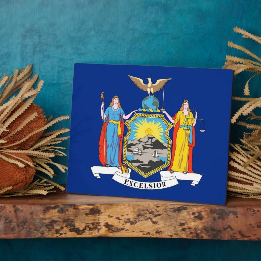 New York State Flag Plaque Fotoplatte (Seite)
