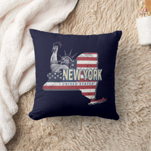 New York State Vereinigte Staaten Retro-Karte Vint Kissen