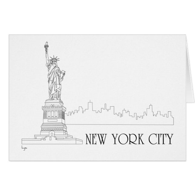 New York - Statue der Liberty USA Flag (Vorderseite (Horizontal))