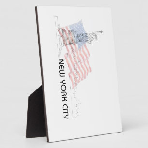 New York - Statue der Liberty USA Flag Fotoplatte