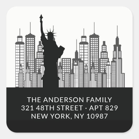 New York Statue of Liberty Address Label Sticker (Vorderseite)