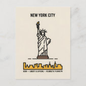 New York Statue of Liberty Minimal Line Art Travel Postkarte (Vorderseite)