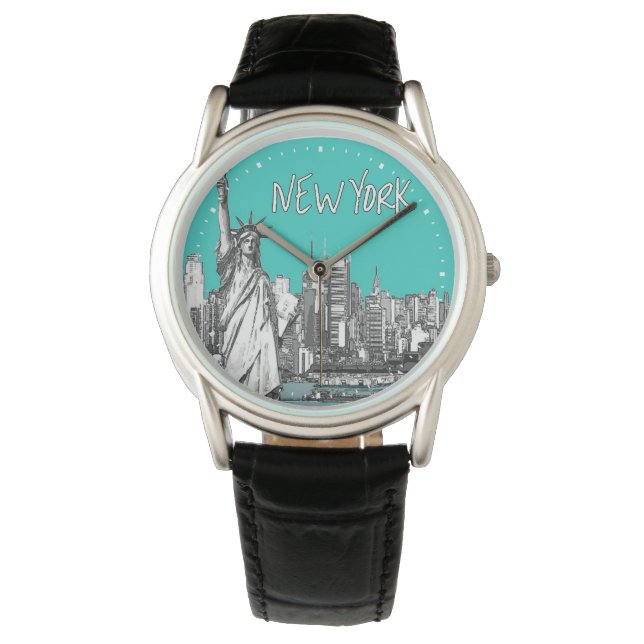 New York Statue of Liberty Modern Armbanduhr (Vorderseite)