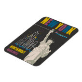 New York Statue of Liberty Retro Travel Poster Magnet (Linke Seite)