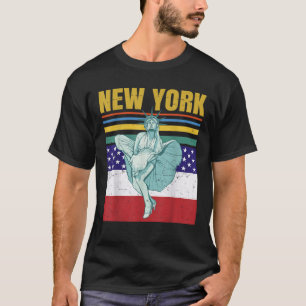 New York Statue of Liberty USA Flag Retro Amerika T-Shirt
