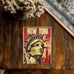 New York Statue of Liberty Vintage Reiseplakat Postkarte
