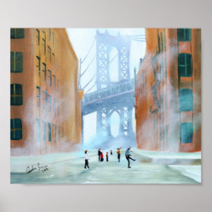 New York stickball Brooklyn-Brücke Gordon Bruce AR Poster