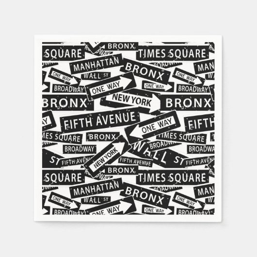 New York Street Names, berühmte Orte im NYC Serviette (Vorderseite)