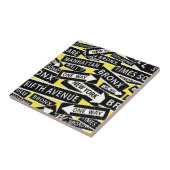 New York Street Signs Schwarz-weiß Gelb Fliese (Seite)