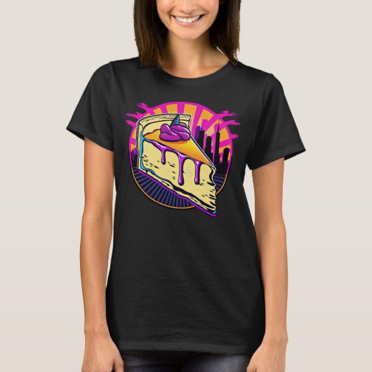 New York Style Cheesecake Synthwave 80er Retrowave T-Shirt (Vorderseite)