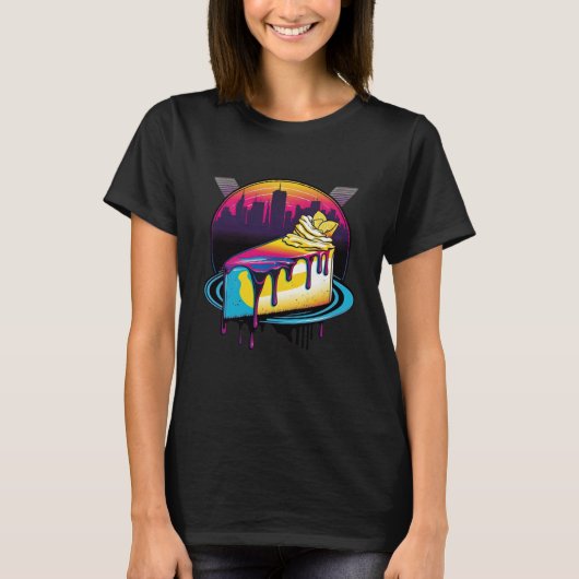 New York Style Cheesecake Synthwave 80s Retrowave  T-Shirt (Vorderseite)