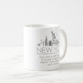 New York Stylized Skyline | Benutzerdefinierter Sl Kaffeetasse (VorderseiteRechts)