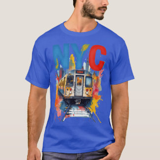 New York Subway NYC U-Bahn-Regen Wasserfarbenstil T-Shirt