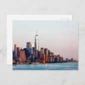New York Sunset Skyline View of World Trade Center Postkarte (Vorne/Hinten)