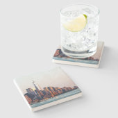 New York Sunset Skyline View of World Trade Center Steinuntersetzer (Seitenansicht)