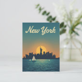 New York Sunset Skyline View Postkarte (Stehend Vorderseite)