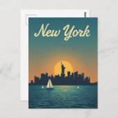 New York Sunset Skyline View Postkarte (Vorne/Hinten)