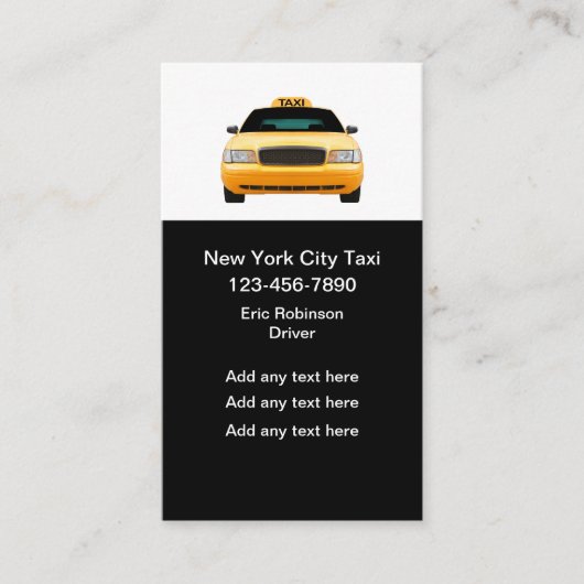 New York Taxi Budget Business Cards Visitenkarte (Vorderseite)