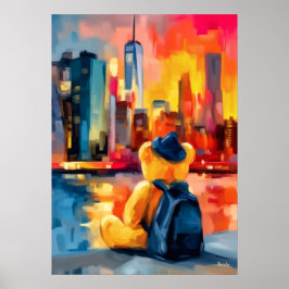 New York Teddy Fauvist Manhattan Skyline Print Poster