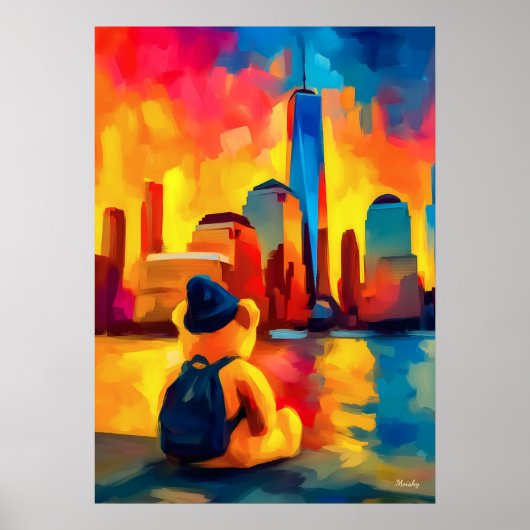 New York Teddy Fauvist Manhattan Sunset Print Poster (Vorne)