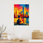 New York Teddy Fauvist Manhattan Sunset Print Poster (Küche)