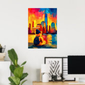 New York Teddy Fauvist Manhattan Sunset Print Poster (Heimbüro)