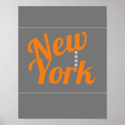 New York Text Design Poster orange und grau modern (Vorne)