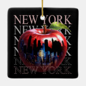 New York The Big Apple Frucht Silhouette City Keramikornament (Rückseite)