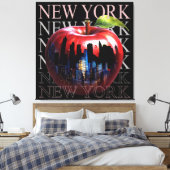 New York The Big Apple Frucht Silhouette City Leinwanddruck (Insitu (Schlafzimmer))