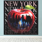 New York The Big Apple Frucht Silhouette City Leinwanddruck (Insitu (Holzboden))