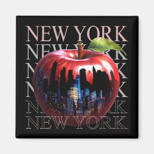 New York The Big Apple Frucht Silhouette City Magnet