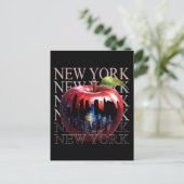 New York The Big Apple Frucht Silhouette City Postkarte (Stehend Vorderseite)
