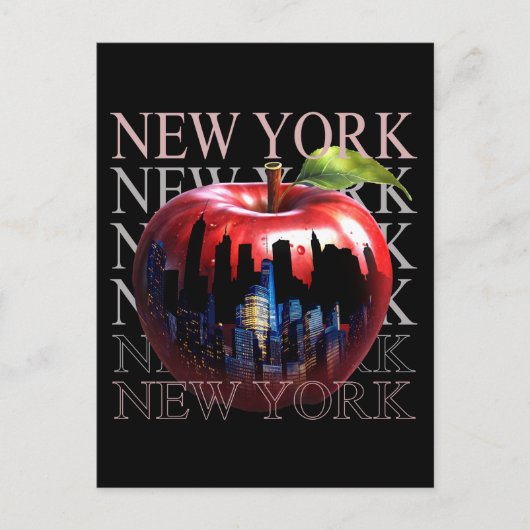 New York The Big Apple Frucht Silhouette City Postkarte (Vorderseite)