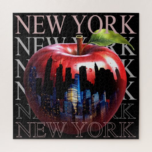 New York The Big Apple Frucht Silhouette City Puzzle (Vertikal)
