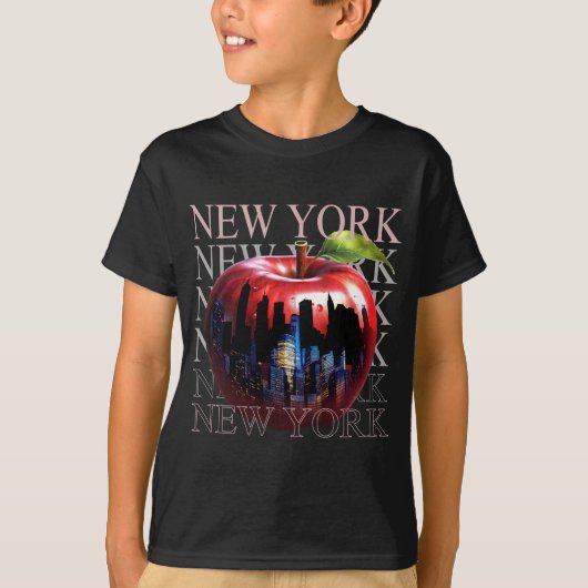 New York The Big Apple Frucht Silhouette City T-Shirt (Vorderseite)
