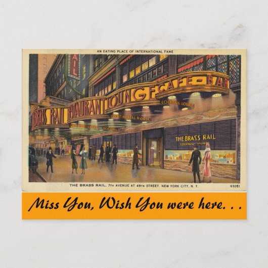 New York, The Brass Rail Café & Bar, New York City Postkarte (Vorderseite)