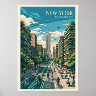 New York The Garden City Vintage Reiseposter Kunst Poster