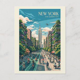New York The Garden City Vintage Reiseposter Kunst Postkarte