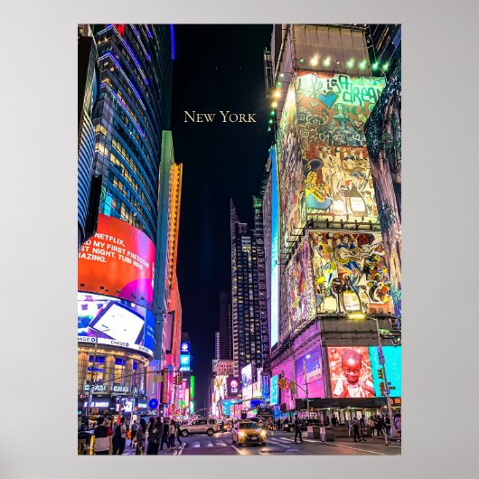 New York Time Square/Broadway Nachtzeit Poster (Vorne)