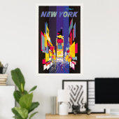 New York Times Square by night abstract Poster (Heimbüro)