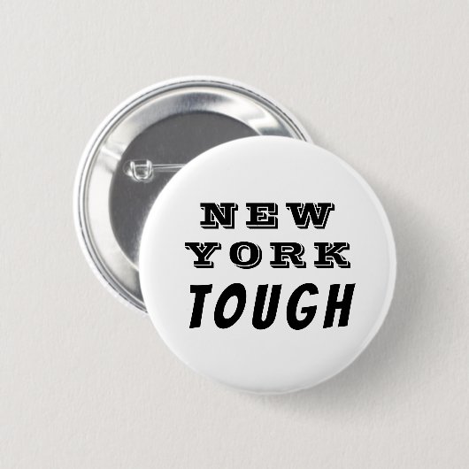 New York Tough Black and White Button (Vorne & Hinten)